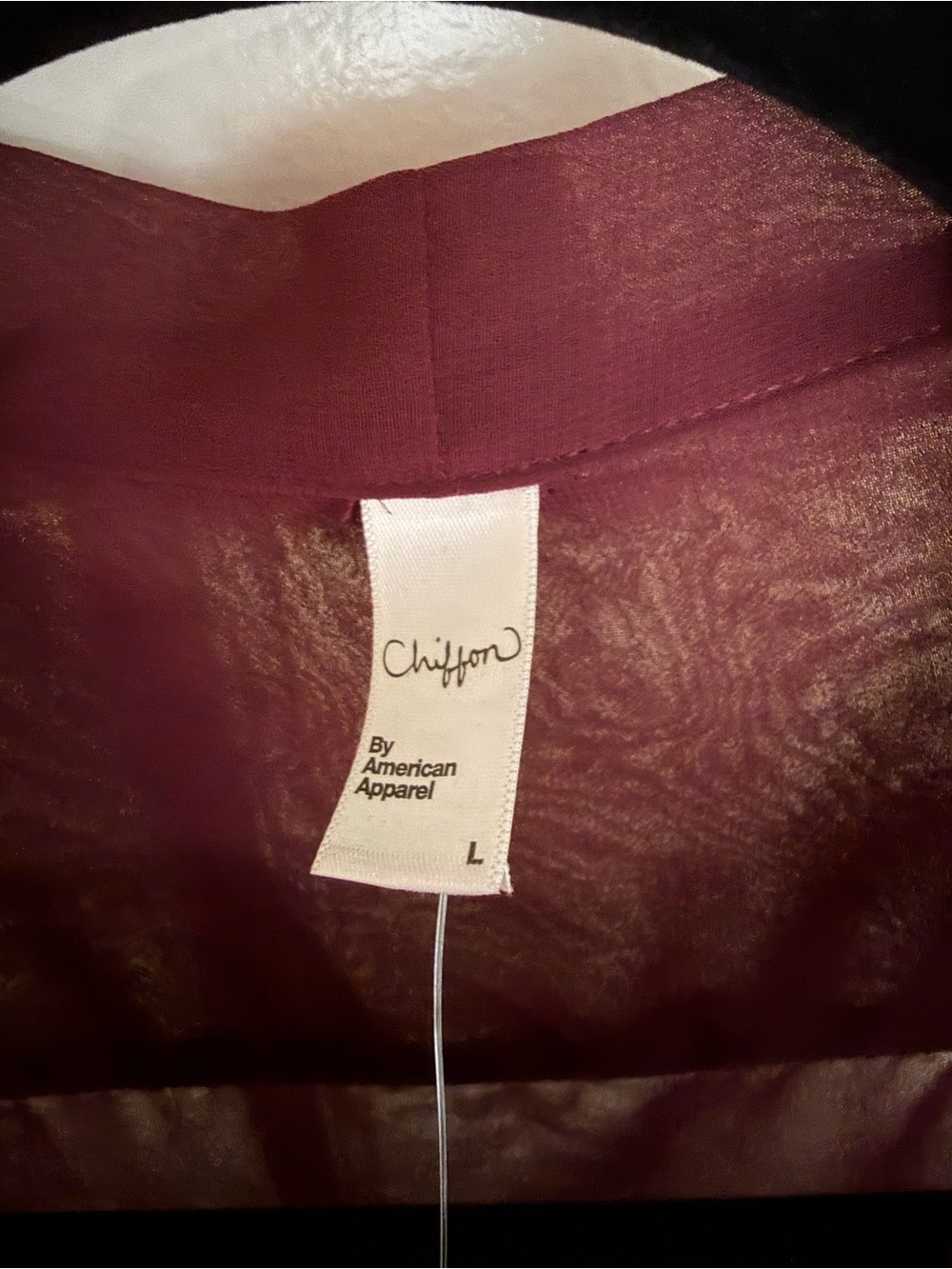 American Apparel Burgundy Sheer Tie-Neck Blouse - Picture 5 of 5